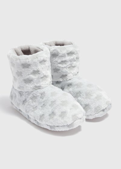 Girls Grey Star Boot Slippers (Younger 10-Older 6)