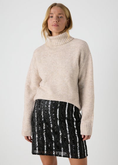 Oatmeal Roll Neck Jumper