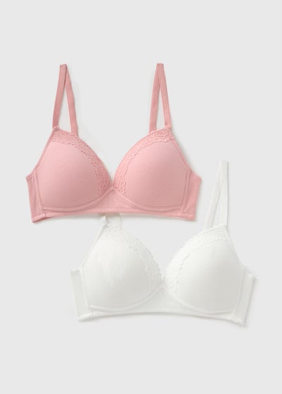 2 Pack Pink & Cream Cotton Bralettes