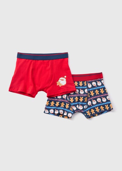 2 Pack Boys Red Christmas Gingerbread Trunks (2-11yrs)