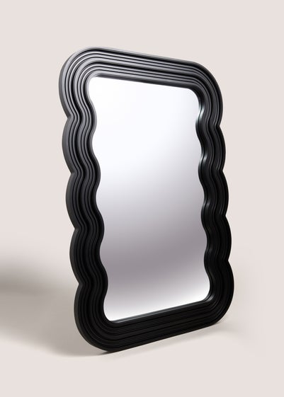 Large Black Wavy Mirror