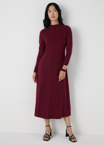 Et Vous Burgandy Front Seam Fit & Flare Dress