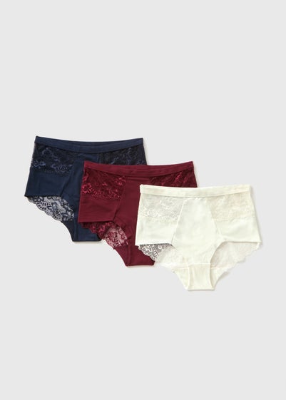 3 Pack Multicoloured Lace Full Knickers