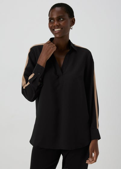 Et Vous Black Side Stripe Blouse