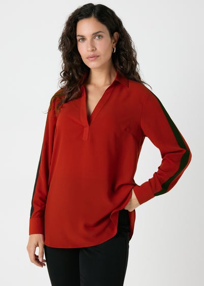 Et Vous Red Side Stripe Blouse