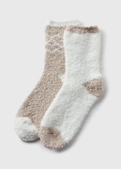 2 Pack Mink Fairisle Cosy Socks