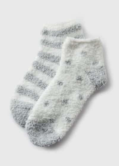 2 Pack White Spot Cosy Socks