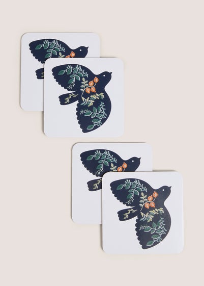 4 Pack Cream Folk Harvest Coasters