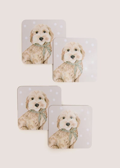 4 Pack Grey Connie Cockapoo Coasters