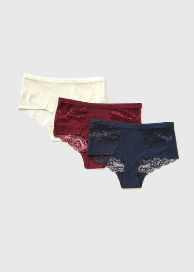 3 Pack Multicoloured Brushed Midi Knickers