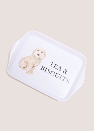 White Connie Cockapoo Tea Tray