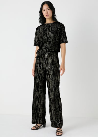 Black Glitter Straight Leg Trousers