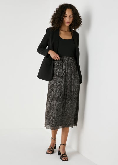 Et Vous Black Lurex Midi Skirt