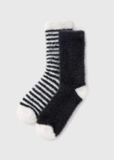 2 Pack Black Brushed Cosy Socks