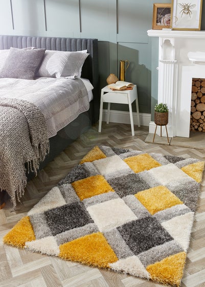 Origins Ochre 3D GEO Shaggy Rug