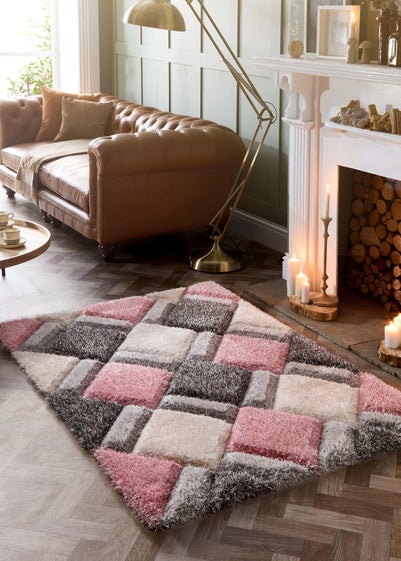 Origins Blush 3D GEO Shaggy Rug