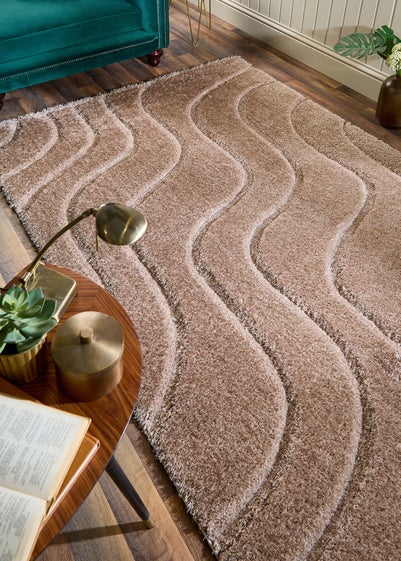 Origins Beige Soft Carved Wave Rug