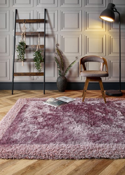 Origins Mauve Shimmer Shaggy Border Rug