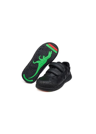 ToeZone Boys Black Jay Ortholite Dinosaur Rip Tape Shoe (Younger 8- Older 3)