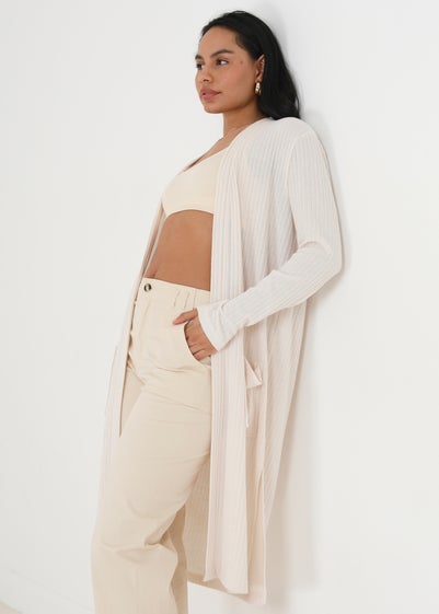 Brave Soul Ivory Nellie Ribbed Oversized Lounge Cardigan