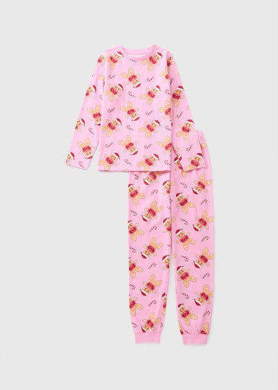 Girls Pink Gingerbread Pyjama Set (7-12yrs)