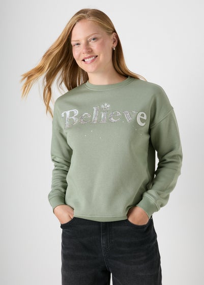 Green Believe Sequin Sweatshirt