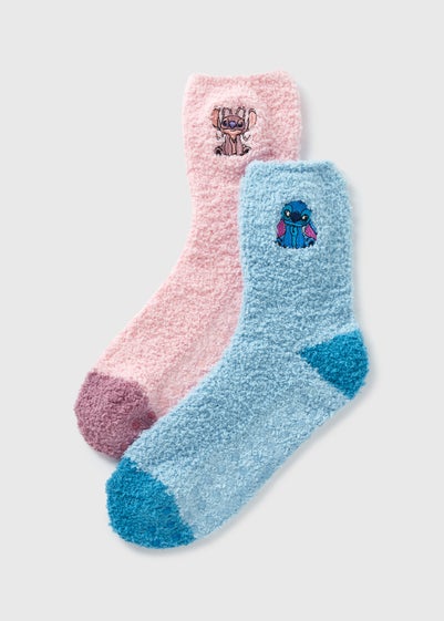 Disney 2 Pack Blue Stitch & Angel Cosy Socks