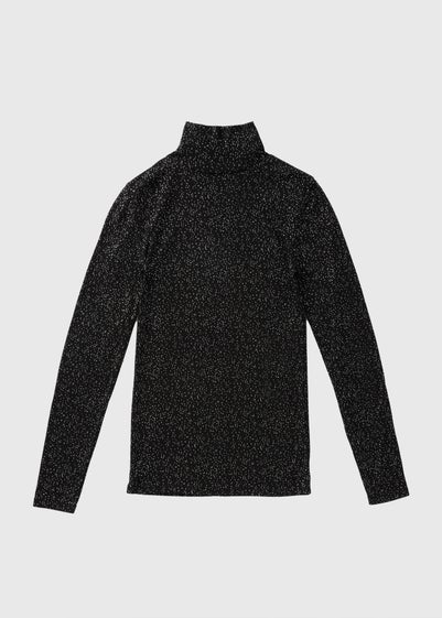 Black Thermal Polo Neck Top