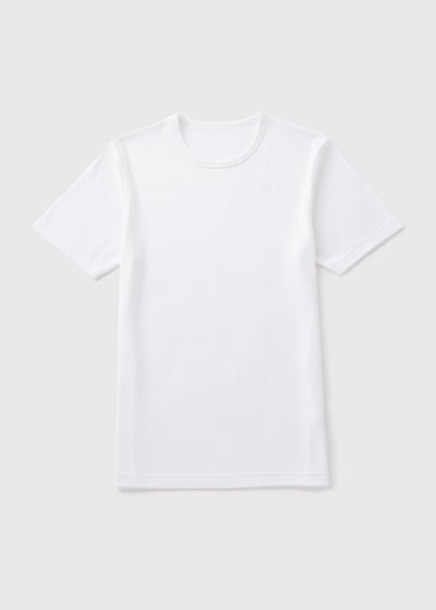 White Ribbed Thermal T-Shirt