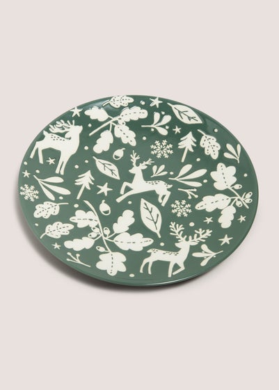 Winter Poem Green Stag Dinner Plate