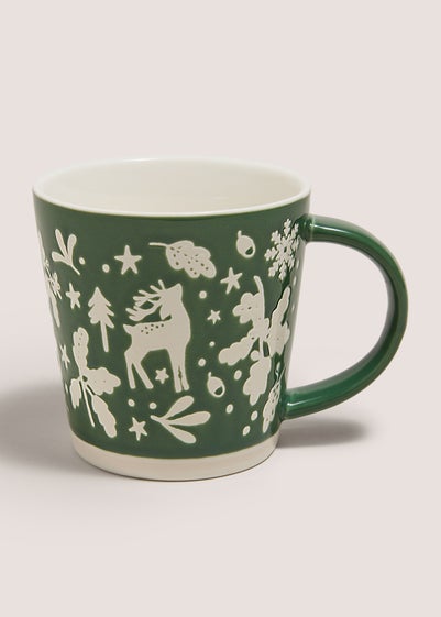 Winter Poem Green Stag Christmas Mug