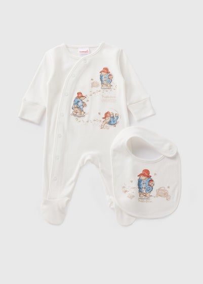 Paddington Baby Cream Sleepsuit & Bib (Newborn-18mths)