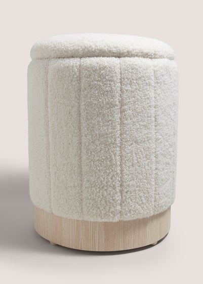 Cream Teddy Ribbed Pouffe