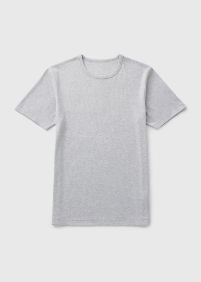 Grey Ribbed Thermal T-Shirt