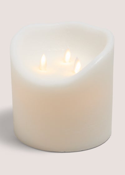 White 3 Wick Extra Large LED Candle