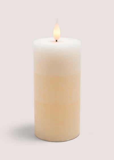 Beige LED Pillar Candle (7.5cm x 18cm)