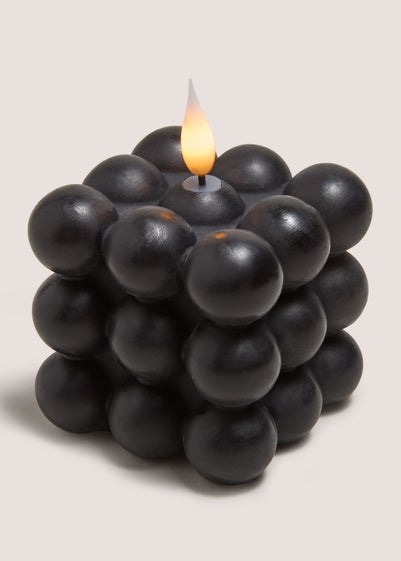 Black Bobble LED Candle  (9cm x 9cm x 9cm)