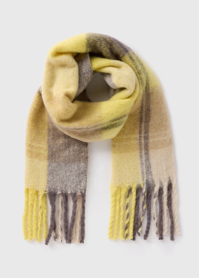 Yellow Check Brushed Scarf