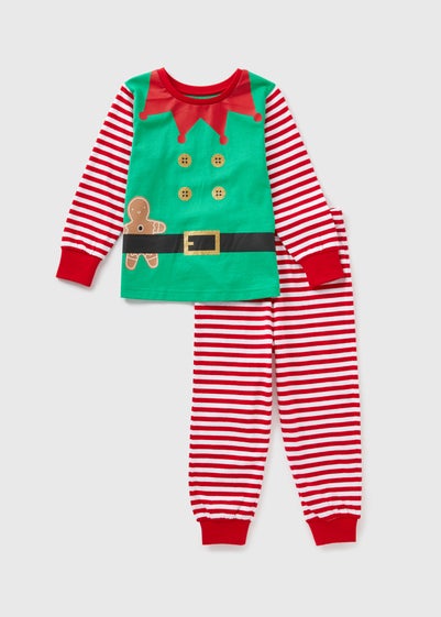 Kids Green Christmas Elf Pyjama Set (1-7yrs)