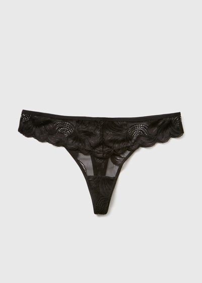 Black Lace Detail Thong