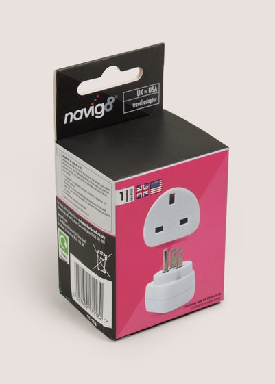 Navig8 UK to USA Travel Adapter (11.5cm x 6cm x 5cm)