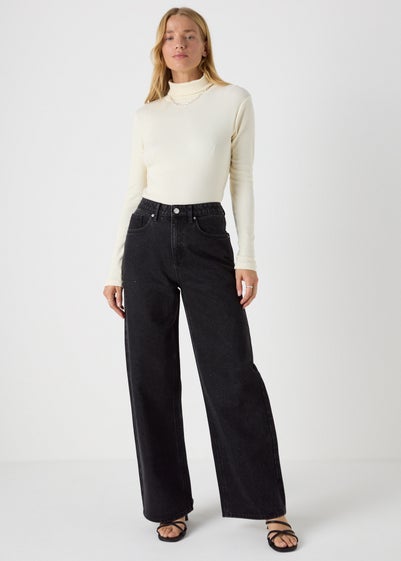 Black Wide Leg Stud Jeans