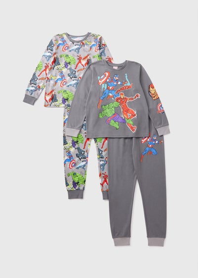 Marvel 2 Pack Kids Grey Comics Pyjama Set (4-13yrs)