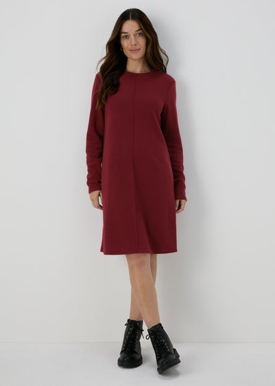 Burgundy Ribbed Midi Dress