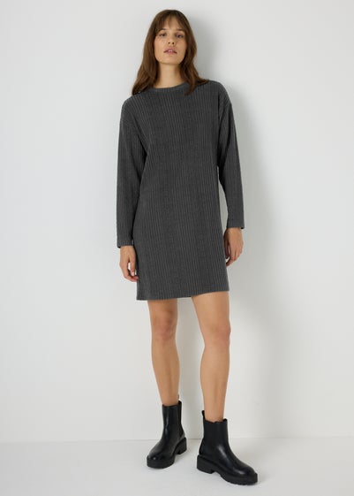 Charcoal Cable Knit Mini Dress