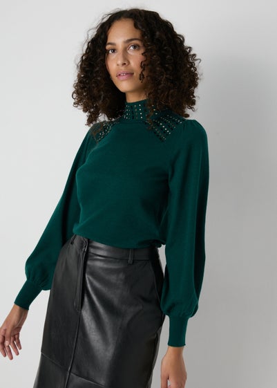 Et Vous Green Embellished Jumper