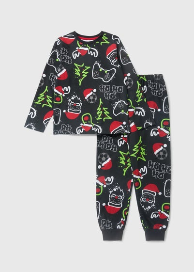 Boys Black Christmas Gaming Pyjama Set (7-12yrs)