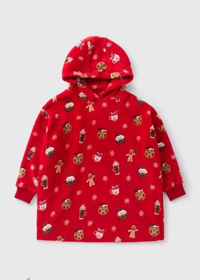 Kids Red Christmas Gingerbread Snuggle Hoodie (7-15yrs)