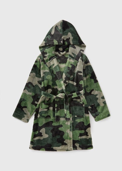 Boys Green Camo Dressing Gown (7-13yrs)