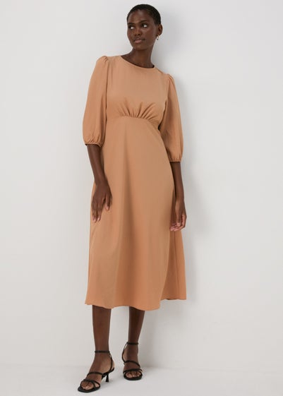 Camel Midi Tea Dress